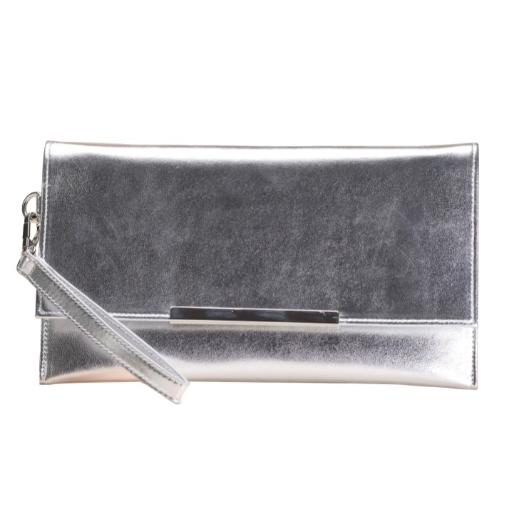 Perfect Bridal Kayla Silver Faux Leather Wristlet Bag