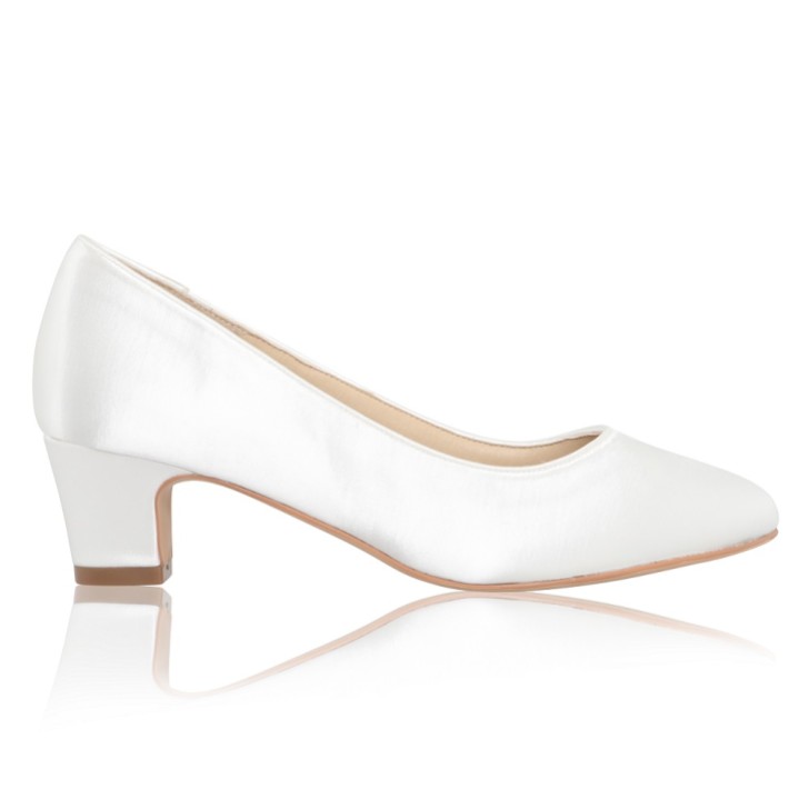 Perfect Bridal Melanie Dyeable Ivory Satin Block Heel Court Shoes (Wide Fit)