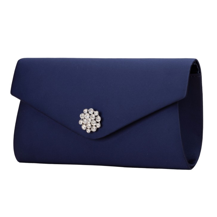 Perfect Bridal Melody Midnight Satin Diamante Broche Pochette Enveloppe