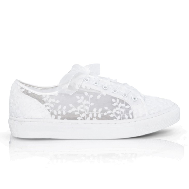 Perfect Bridal Oakley Ivory Embroidered Lace Wedding Trainers