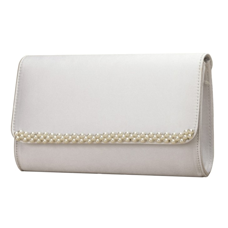 Perfect Bridal Pochette Celeste Avorio in raso impreziosita da perle