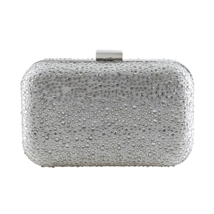 Perfect Bridal Pochette cloutée en cristal argenté Sammy