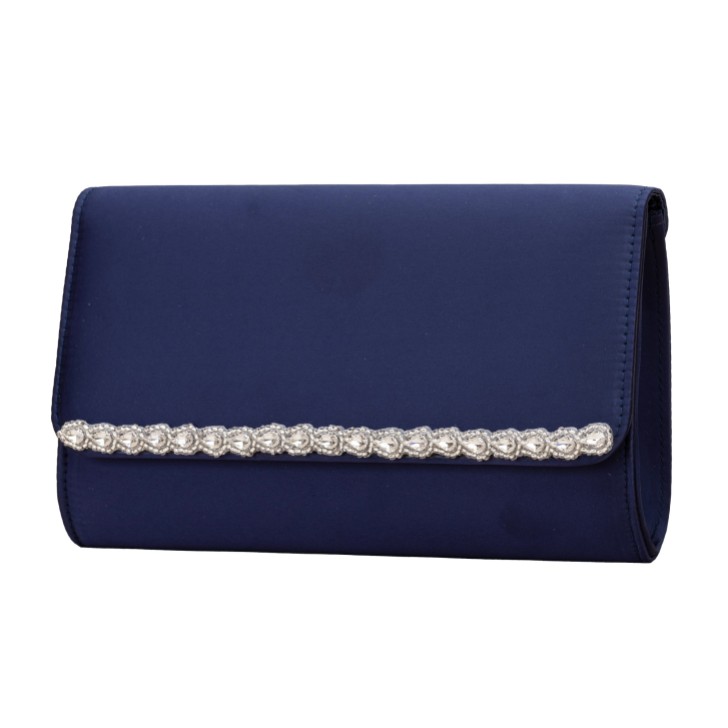 Perfect Bridal Pochette Dee Midnight in raso e diamanti