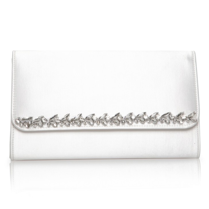 Perfect Bridal Pochette en satin ivoire teintable et cristal Yvette