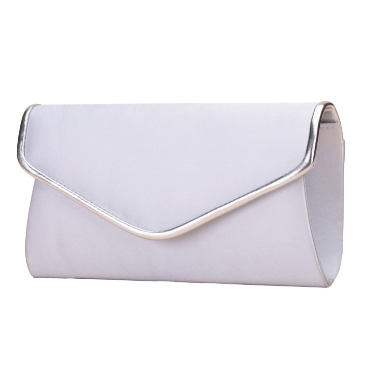 Perfect Bridal Pochette enveloppante Sandi en satin bleu et cuir argenté