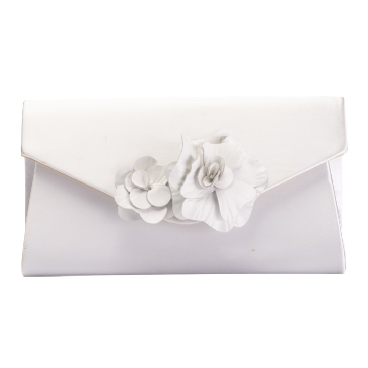 Perfect Bridal Pochette Verona in pelle avorio con fiori