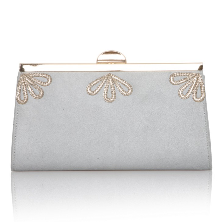Perfect Bridal Sage Pearl Grey and Gold Shimmer Clutch Bag