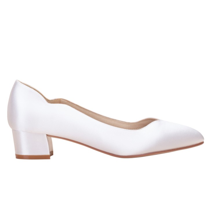 Perfect Bridal Sutton Dyeable Ivory Satin Low Block Heel Court Shoes (Wide Fit)