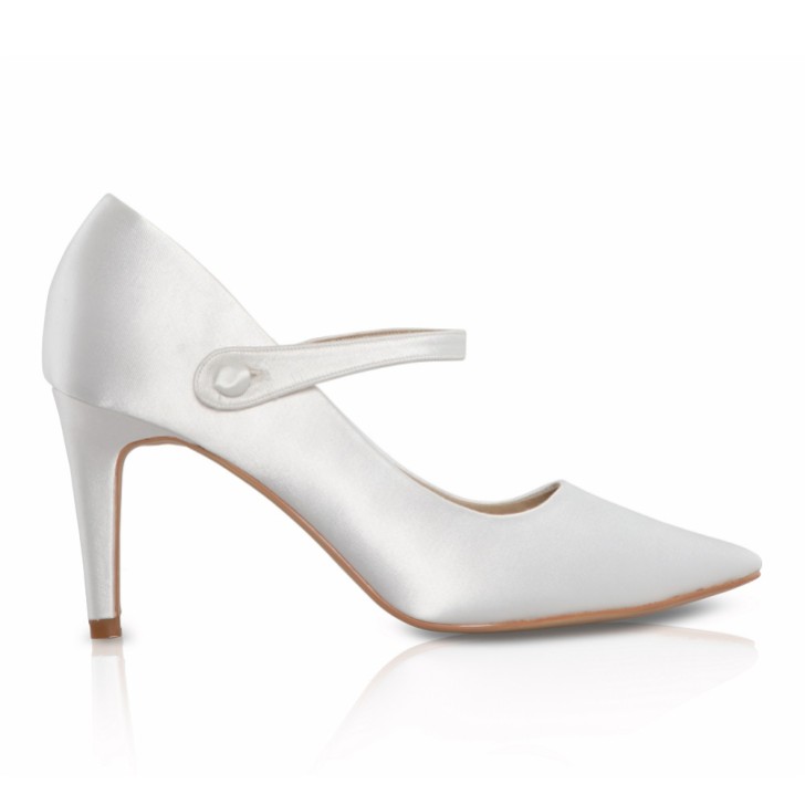 Perfect Bridal Thea - talons pointus en satin ivoire teintable - Mary Jane