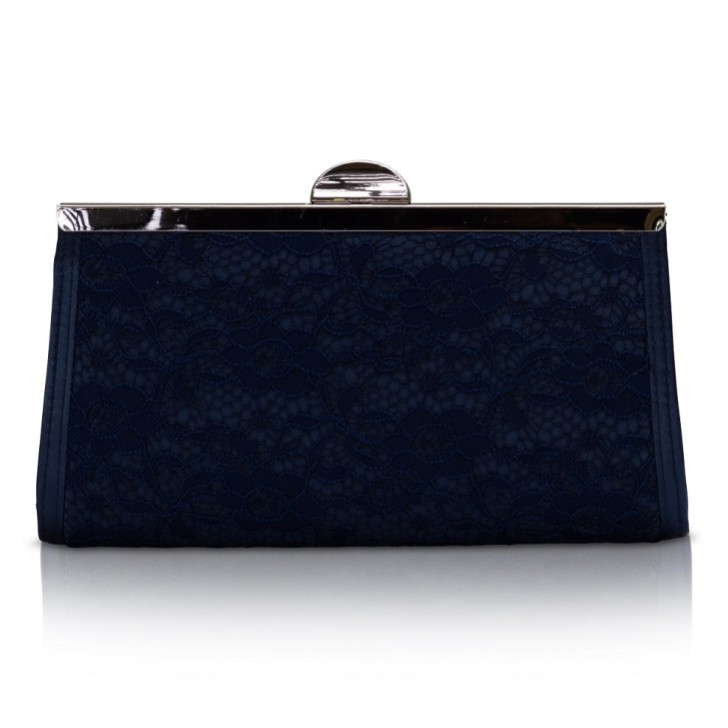 Perfect Bridal Wilma Navy Lace and Satin Clutch Bag