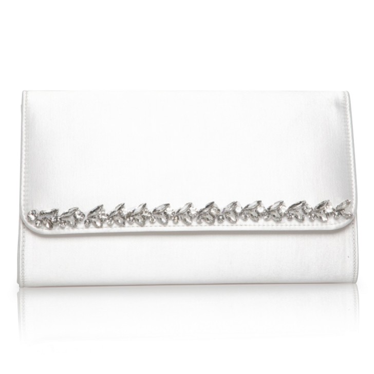 Perfect Bridal Yvette Dyeable Ivory Satin and Crystal Clutch Bag