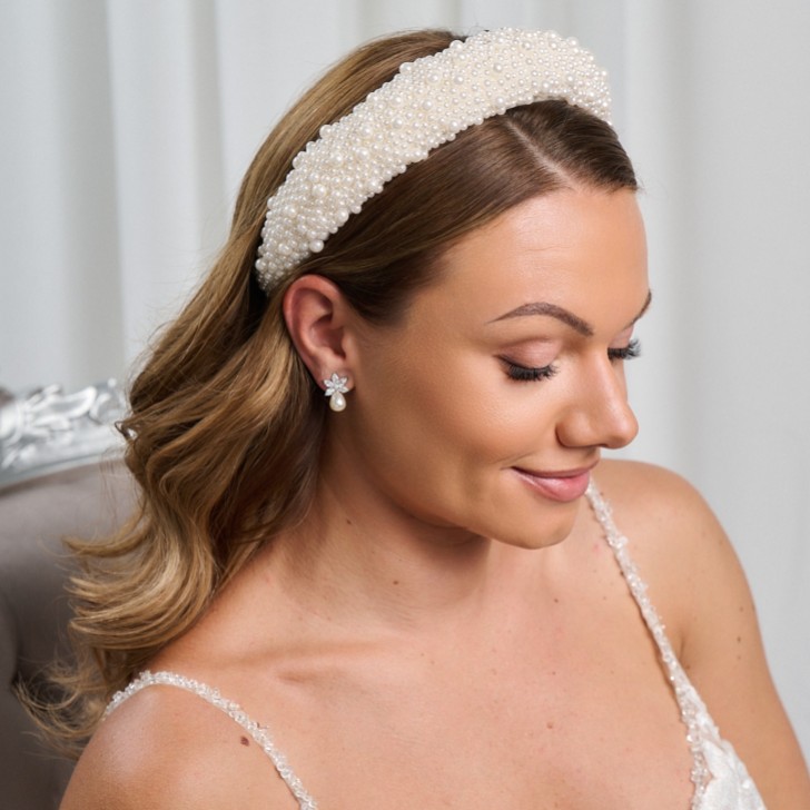 Persephone Elfenbeinfarbenes Stirnband mit klobigen Perlen