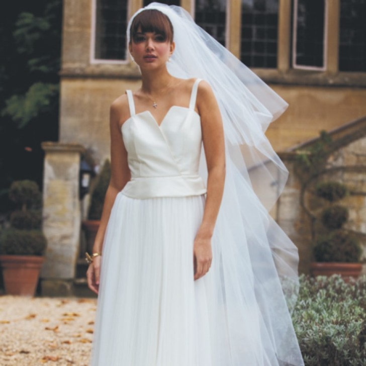 Phoenix Two Tier Plain Tulle Veil with Raw Edge