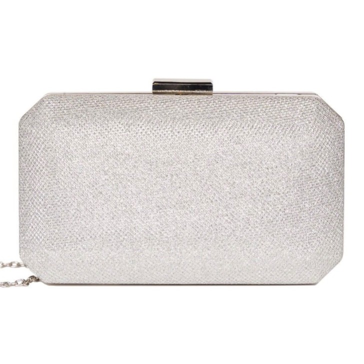 Pochette Paradox London Dulcie Silver Glitter Box