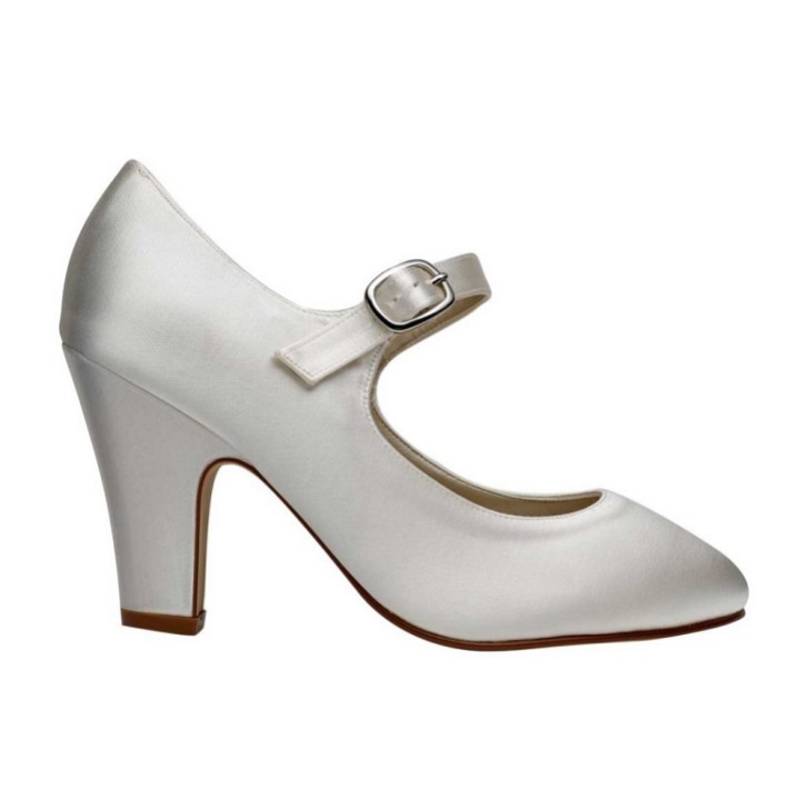 Rainbow Club Chaussures de mariage Mary Jane en satin ivoire teintable Madeline