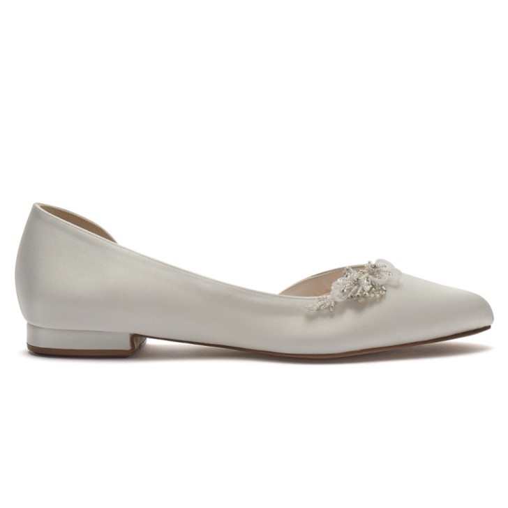 Rainbow Club Clemmie Ivoire Satin Embelli Wedding Flats