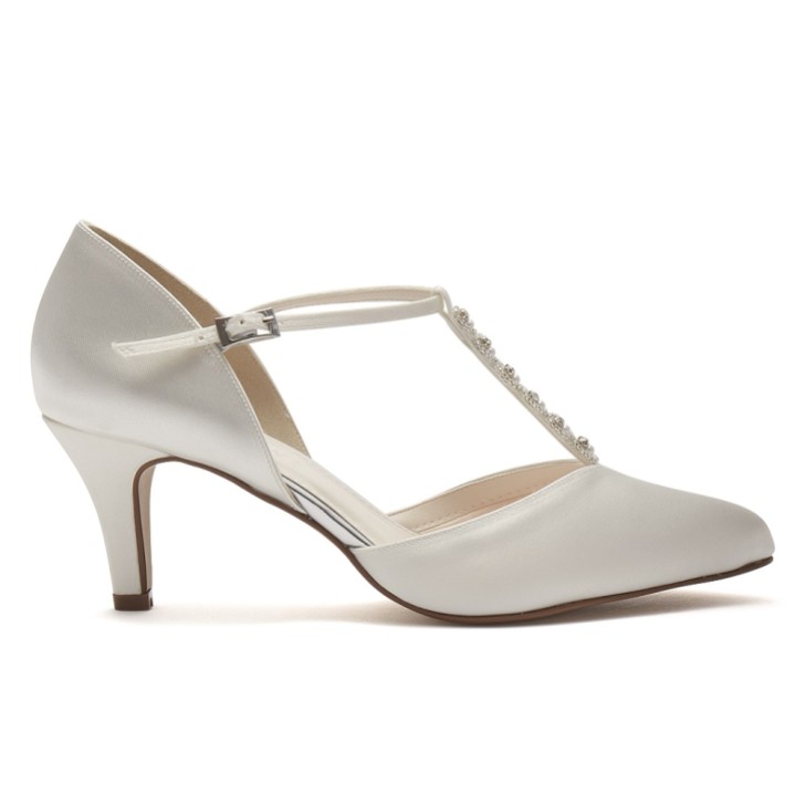 Rainbow Club Cordelia - Scarpe da sposa a T in raso color avorio tingibili