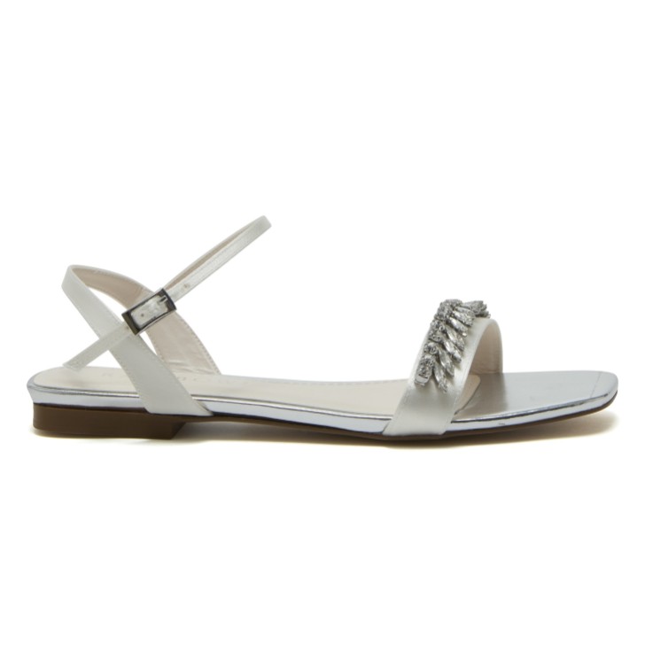 Rainbow Club Freya Dyeable Ivory Satin Sparkly Flat Bridal Sandals (sandales de mariée)