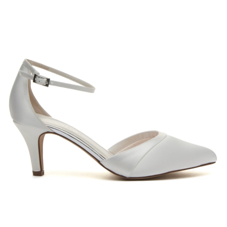 Rainbow Club Harper Dyeable Ivory Satin Ankle Strap Wedding Shoes