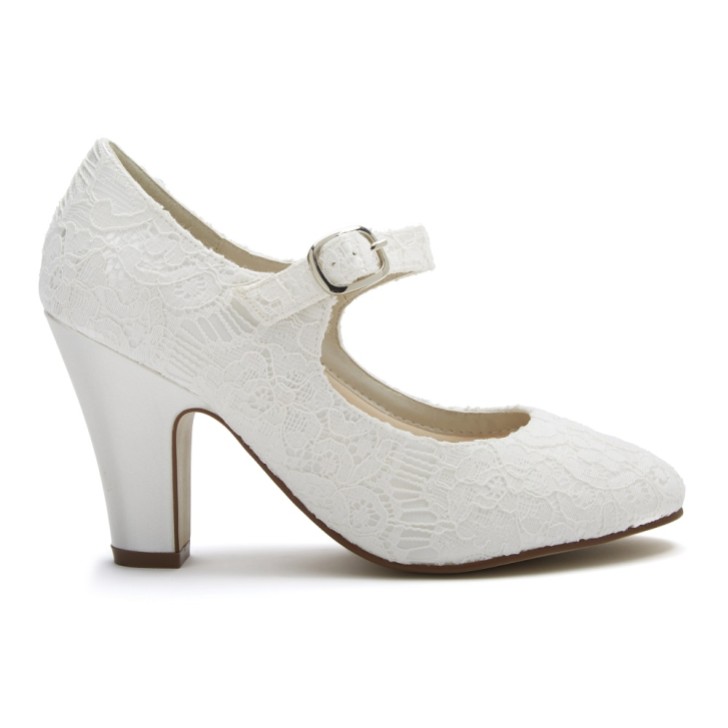 Rainbow Club Madeline Dyeable Ivory Lace Mary Jane Wedding Shoes (chaussures de mariage en dentelle ivoire)