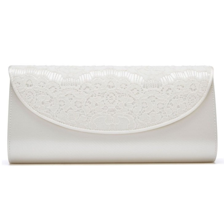 Rainbow Club Melody Dyeable Ivory Satin and Lace Wedding Clutch Bag