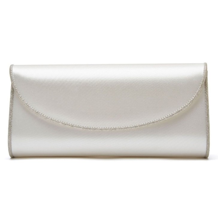 Rainbow Club Pochette da sposa Viki color avorio in raso e glitter argento