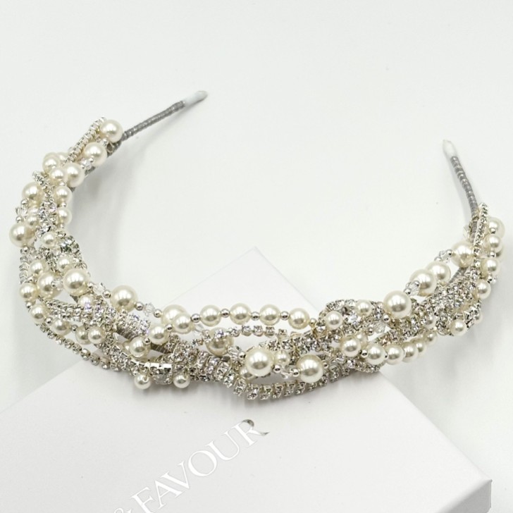 Rialto verflochtene Perle und Kristall Vintage Brautstirnband