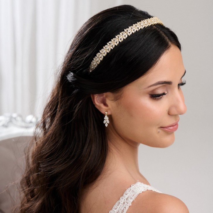 Riviera Gold Crystal Bridal Headband