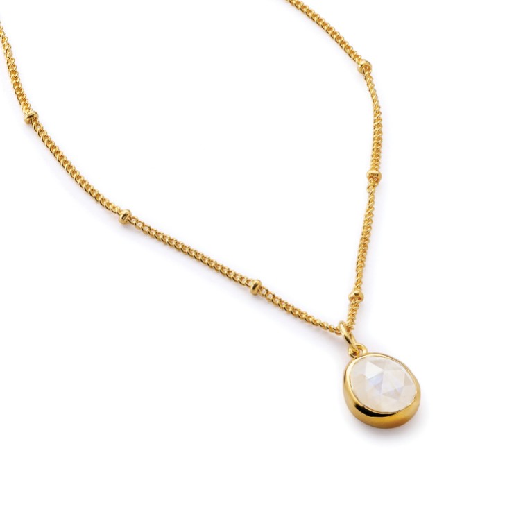 Sarah Alexander Antigua Rainbow Moonstone Gold Gemstone Necklace