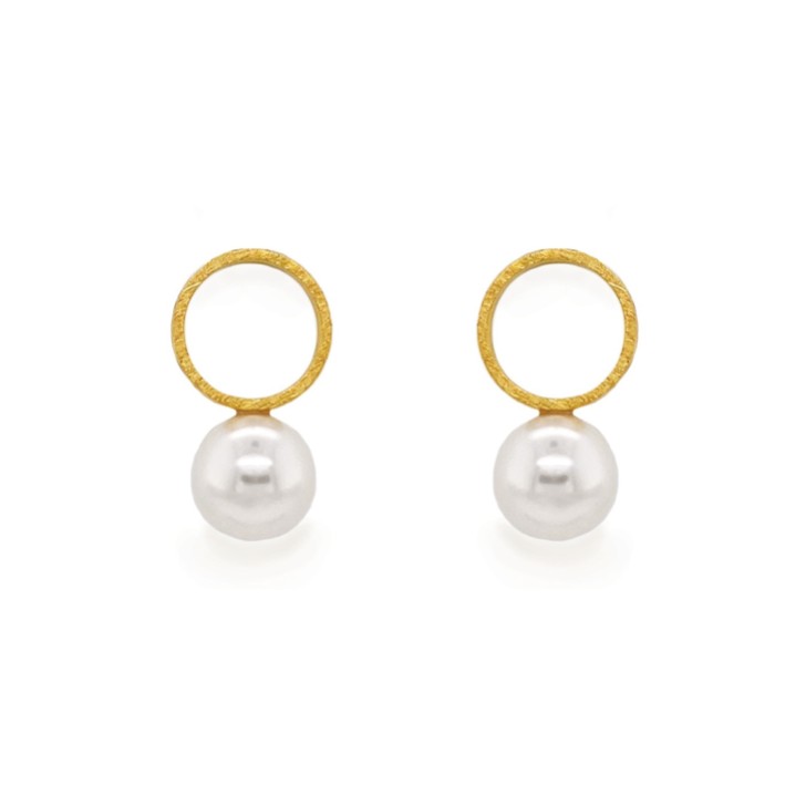 Sarah Alexander Bombshell Boucles d'oreilles en or avec perles en cercle