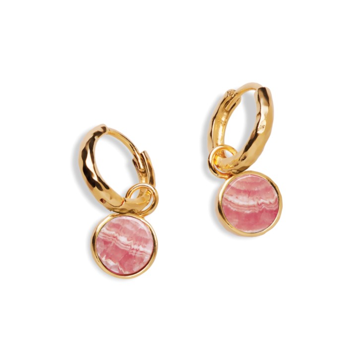 Sarah Alexander Boucles d'oreilles en rhodochrosite à breloques rondes