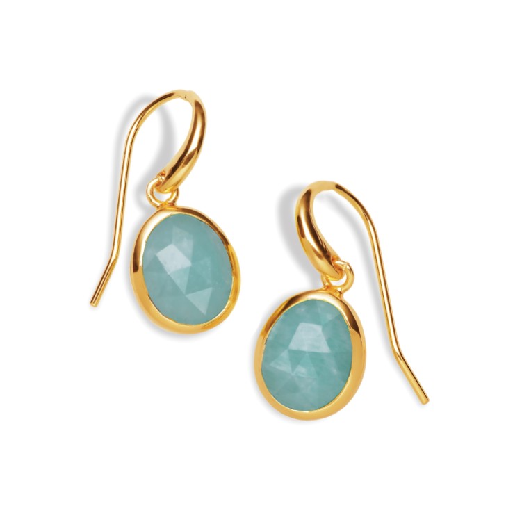 Sarah Alexander Boucles d'oreilles pendantes en or Amazonite de Tanger