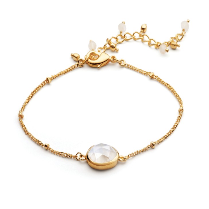 Sarah Alexander Bracciale in oro con pietra lunare arcobaleno di Antigua