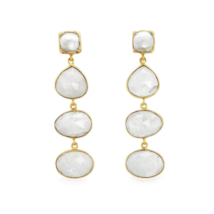 Sarah Alexander Eastern Promise - Boucles d'oreilles pendantes en pierre de lune