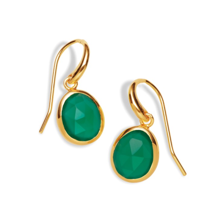 Sarah Alexander Nubia Green Onyx Gold Drop Earrings