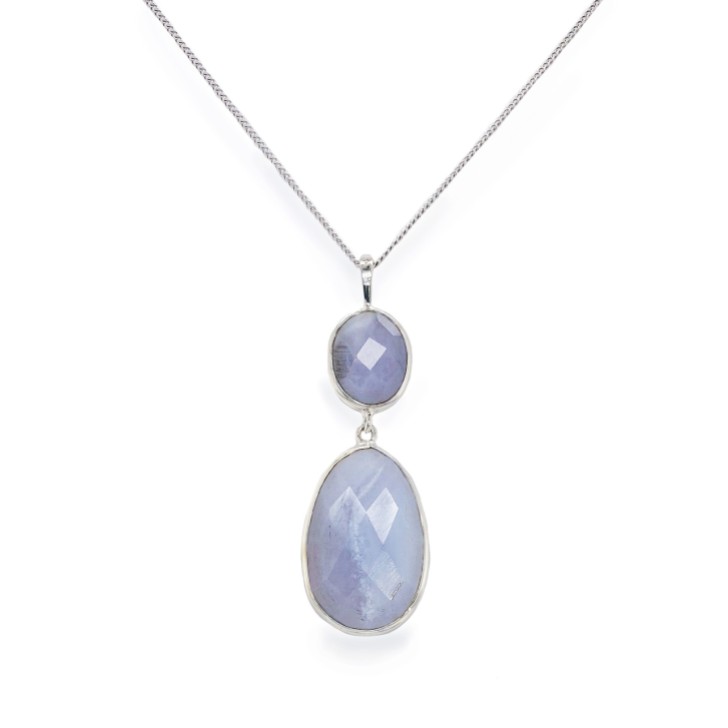 Sarah Alexander Pendentif double en dentelle d'agate bleue Alpine Snow