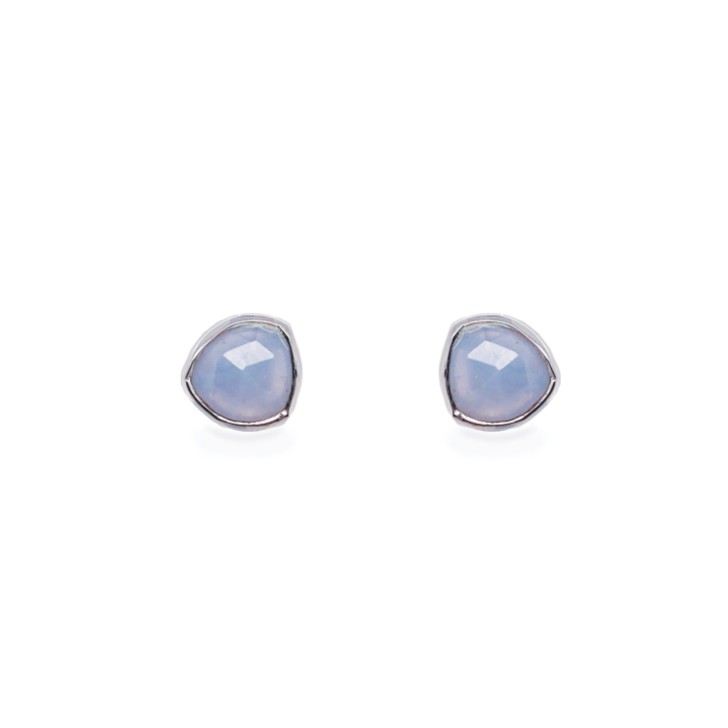 Sarah Alexander Sea Mist Blue Lace Agate Silver Stud Earrings