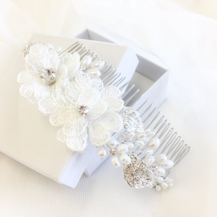 SassB Annabelle Luxe Floral Bridal Hair Comb