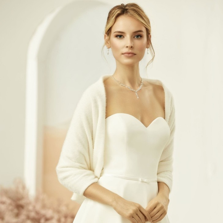 Scialle da sposa Bianco Avorio effetto cashmere E318