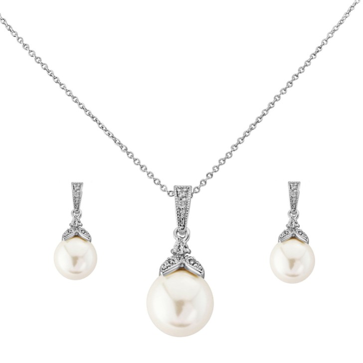 Set di gioielli da sposa con perle Opulence (argento)