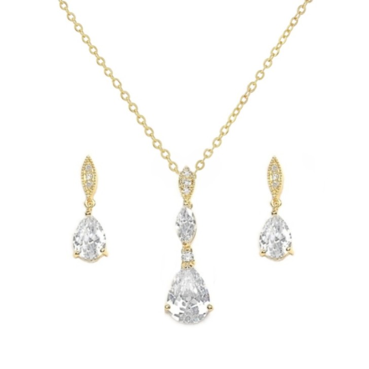 Set di gioielli da sposa in oro con cristalli di zirconia Ellie