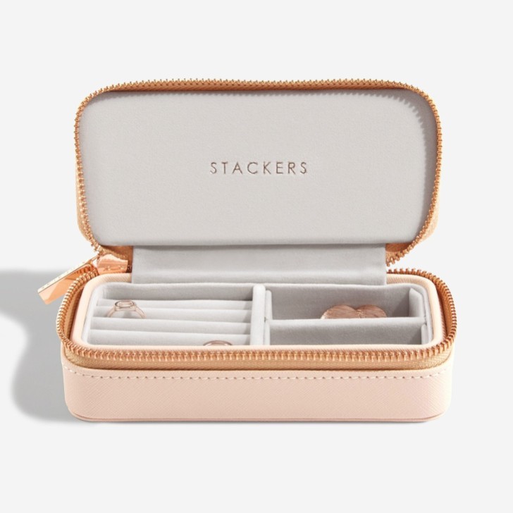 Stackers Blush and Rose Gold Zipped Travel Jewellery Box