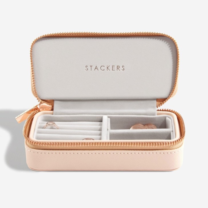 Stackers Boîte à bijoux de voyage zippée blush et or rose