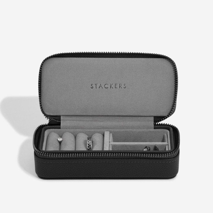 Stackers Boîte à bijoux de voyage zippée noire pour hommes