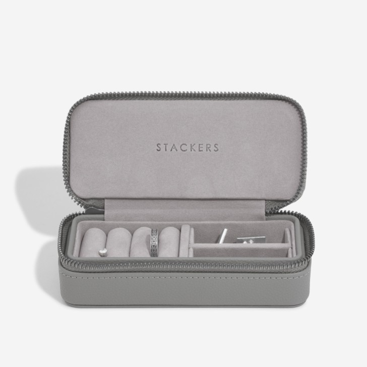 Stackers Boîte à bijoux de voyage zippée pour hommes, gris ardoise