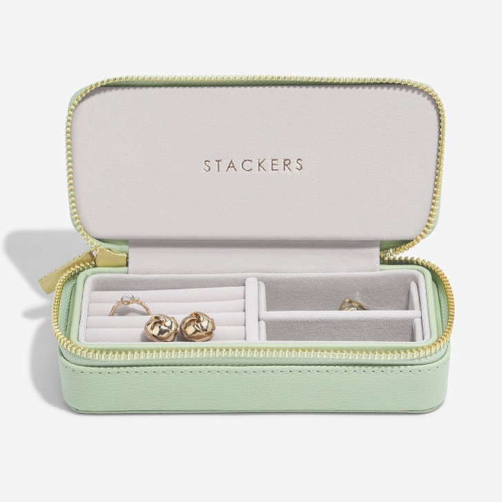 Stackers Boîte à bijoux de voyage zippée vert sauge