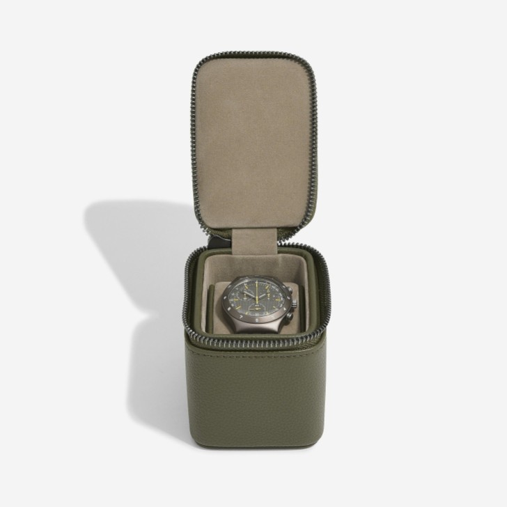 Stackers Boîte à montres de voyage zippée vert olive