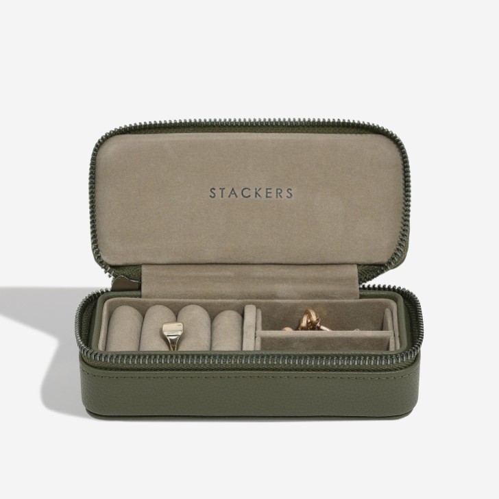 Stackers Men's Olive Green Zipped Travel Jewelry Box