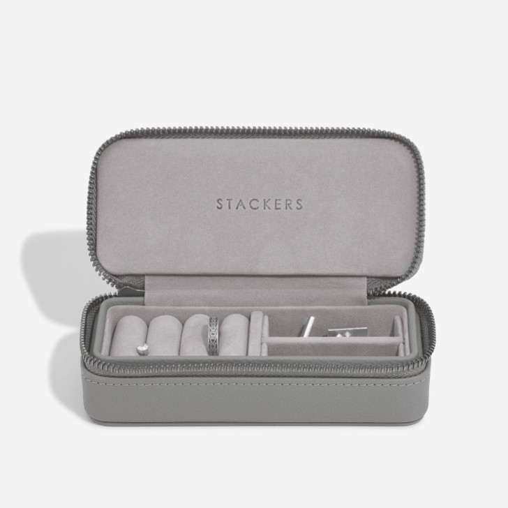Stackers Men's Slate Gray Zipped Travel Jewelry Box