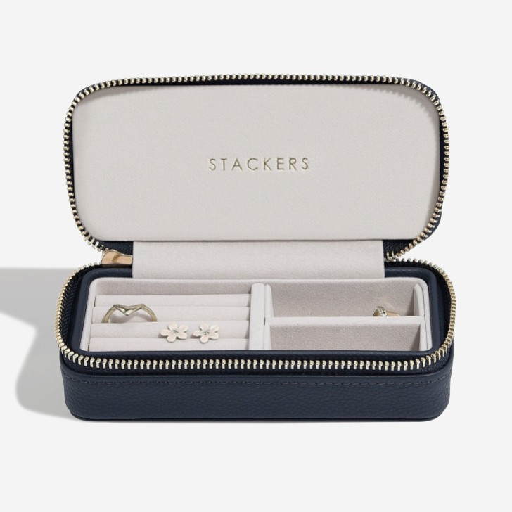 Stackers Navy Zipped Travel Jewellery Box